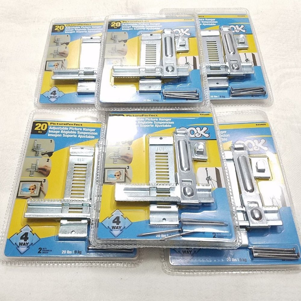 Set of 6 OOK Hillman Picture Perfect 4-Way Adjustable Picture Hanger Hardware